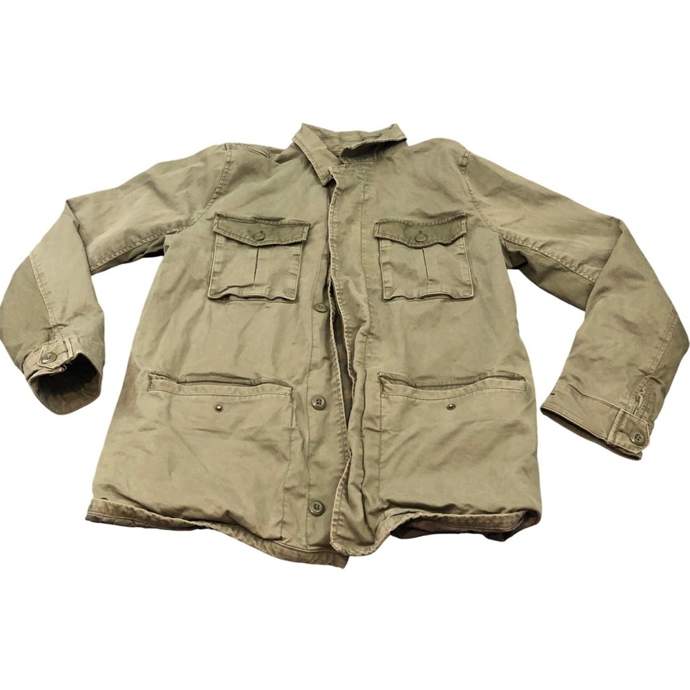 Gap Field Jacket Mens S Green Camo Lined Utility Military Cotton Coat 228390-00